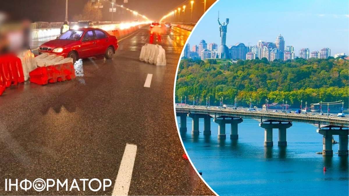 На мосту Патона у Києві ДТП, автівка збила огородження – вже збирається затор