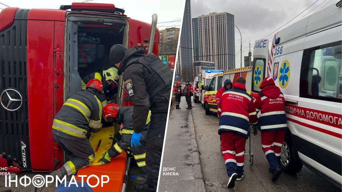 У Києві перекинулася фура, рятувальники визволяли людей, заблокованих у кабіні