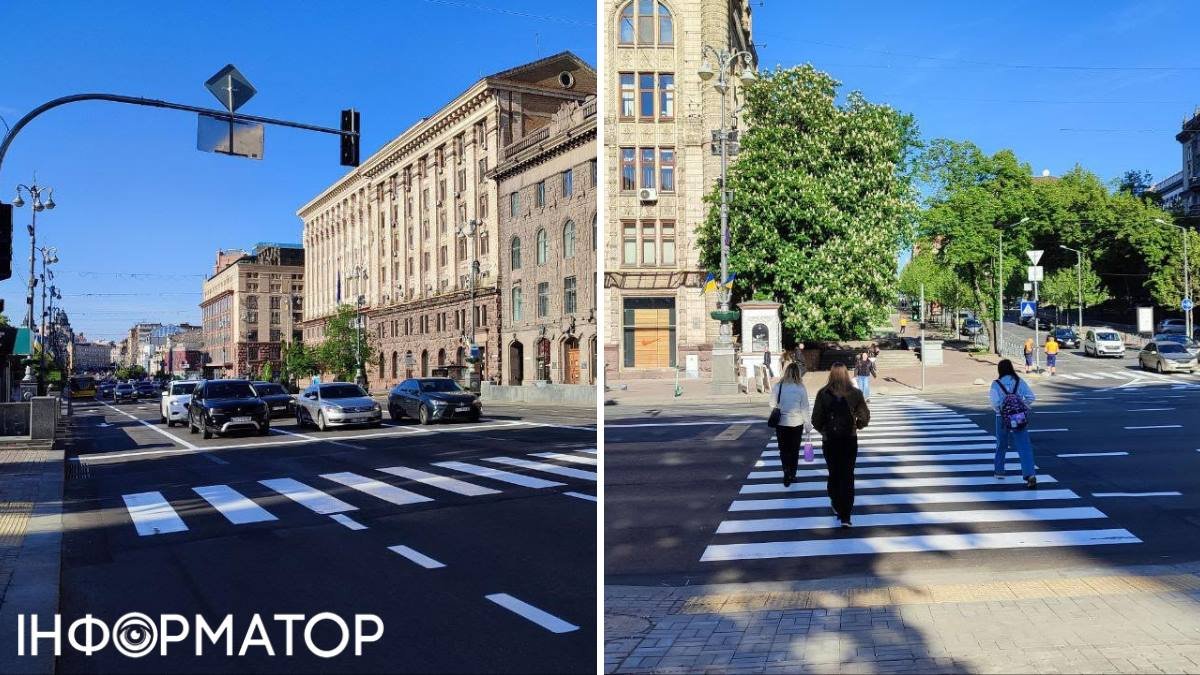 Перехід імені Ткаченка: на перетині Хрещатика й Прорізної таки облаштували зебру й світлофор