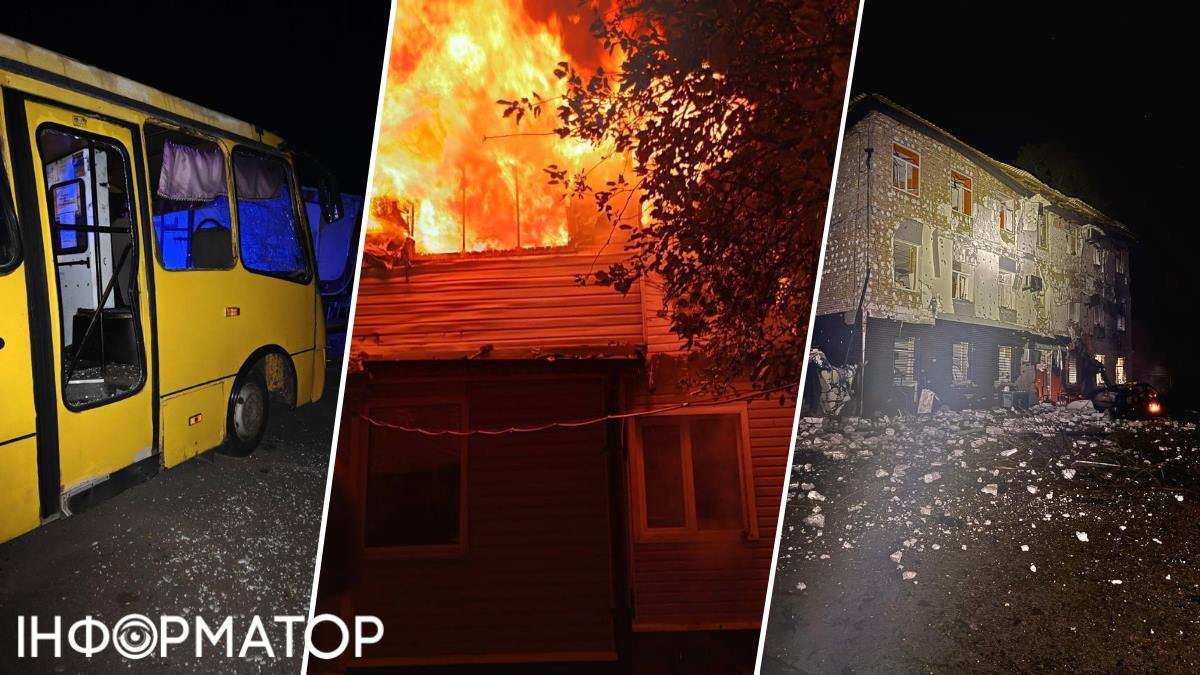 Напад на Київщині: Шахеди знищили житлові будинки та маршрутку, є постраждалий.