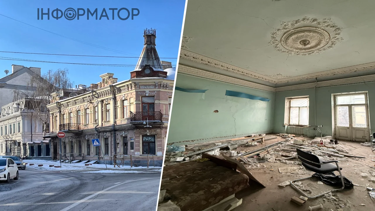 У Києві руйнується будинок Вікентія Хвойки: стелі обвалюються, стіни тріщать.