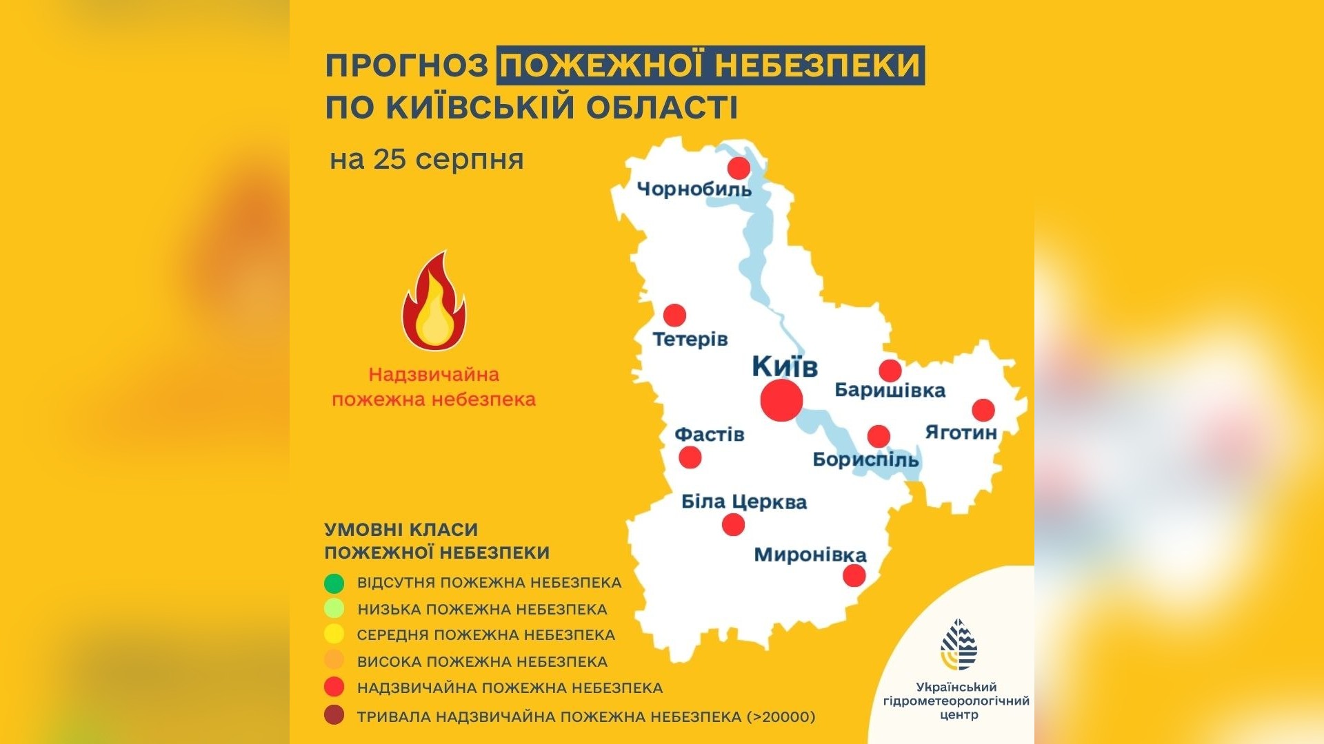 У Київській області оголошено надзвичайний рівень пожежної небезпеки — 25